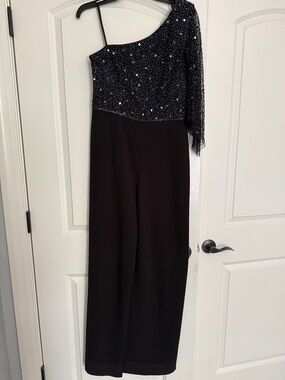 Adrianna Papell Black Beaded Evening jumpsuit